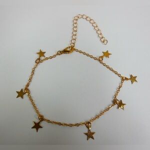 Stars Bracelet Ankle Anklet Gold Tone 7 Star  Foot Chain Pre Owned D - GAG91U
